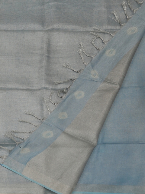 

Pothys Cream-Coloured & Grey Pure Linen Printed Saree