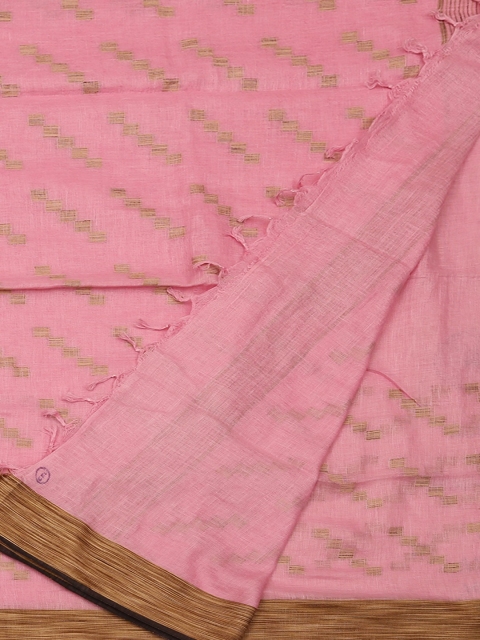 

Pothys Pink Solid Pure Linen Saree