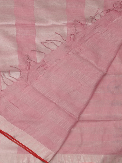 

Pothys Pink Solid Pure Linen Saree