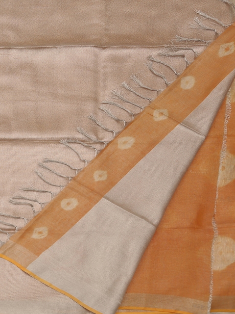 

Pothys Orange Dyed Pure Linen Saree
