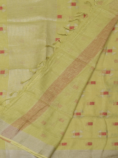 

Pothys Green & Pink Pure Linen Woven Design Saree