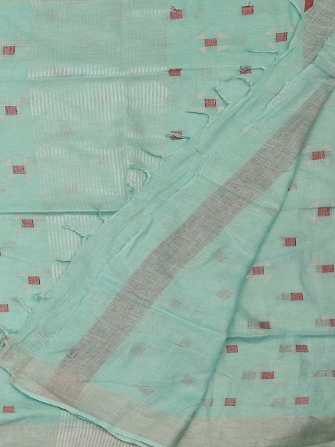 

Pothys Sea Green Woven Design Pure Linen Saree