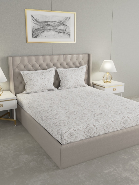 

Trident Grey Ethnic Motifs Printed 144TC Double Queen Bedsheet With 2 Pillow Covers