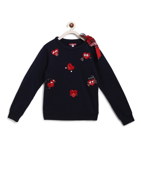 

Natilene Girls Navy Blue & Red Embroidered Sweatshirt