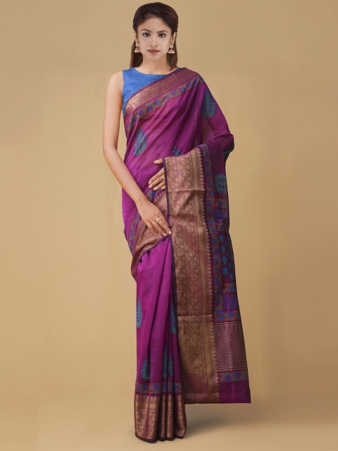 

Unnati Silks Purple Woven Design Silk Cotton Saree