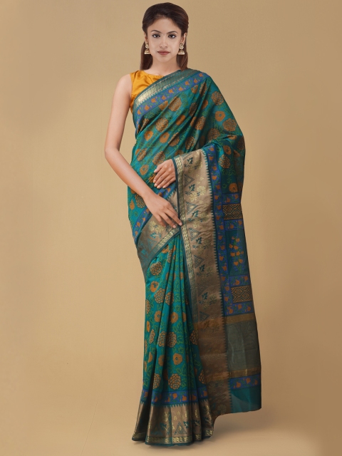

Unnati Silks Green Printed Silk Cotton Saree
