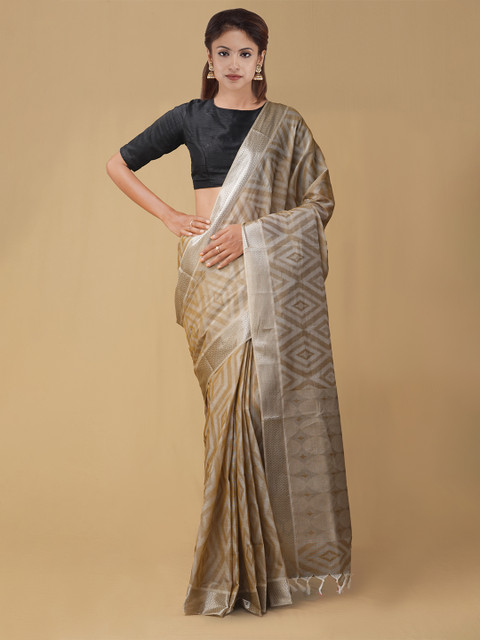 

Unnati Silks Beige Pure Cotton Printed Mysore Silk Saree