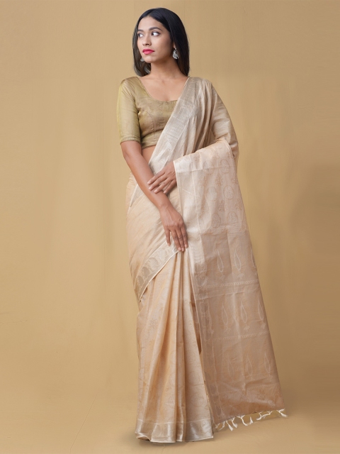 

Unnati Silks Beige Pure Cotton Printed Mysore Silk Saree