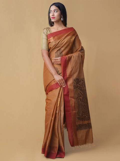 

Unnati Silks Red Solid Uppada Saree