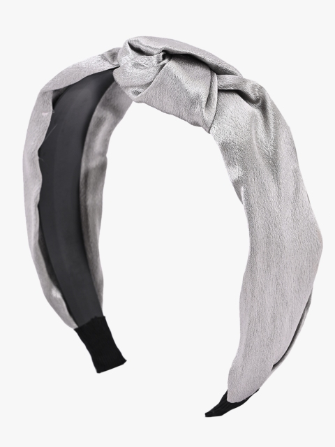 

BuckleUp Women Silver-Toned Solid Knot Detailed Hairband