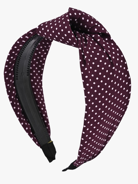 

BuckleUp Women Burgundy & White Printed Knot Detail Hairband