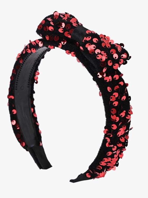 

BuckleUp Women Black & Red Sequin Embellished Hairband