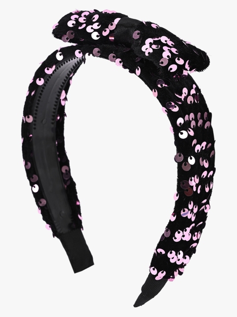 

BuckleUp Women Black & Pink Sequin Purple Embellished Hairband