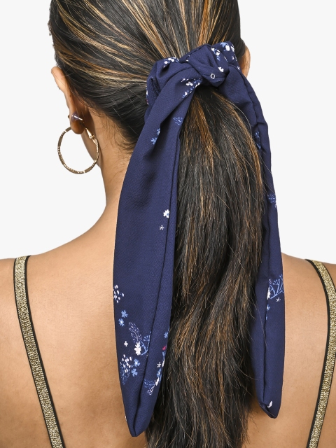 

BuckleUp Women Navy blue Floral Print Ponytail Holder