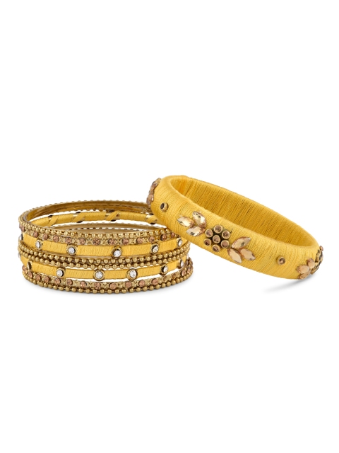 

Fida Gold-Plated Set Of 9 Thread Work Bangles