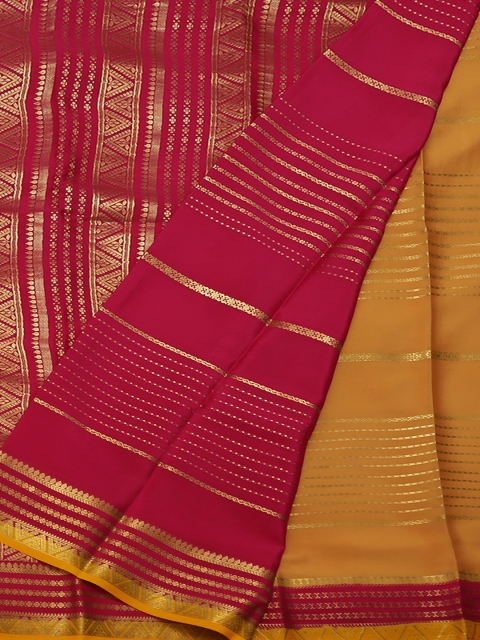 

Pothys Yellow Woven Design Poly Crepe Saree