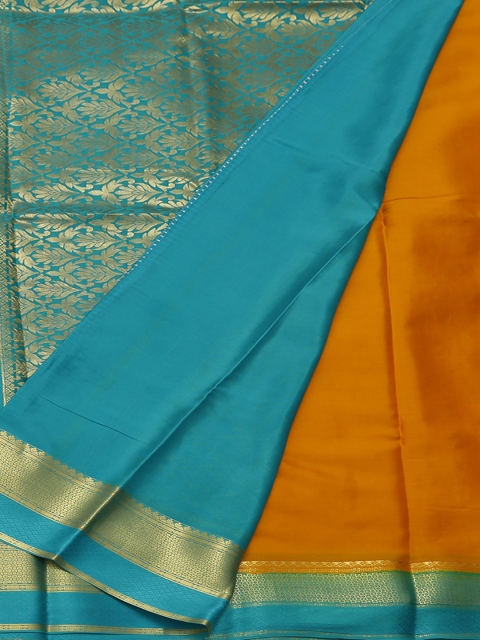 

Pothys Yellow & Blue Poly Crepe Woven Design Saree