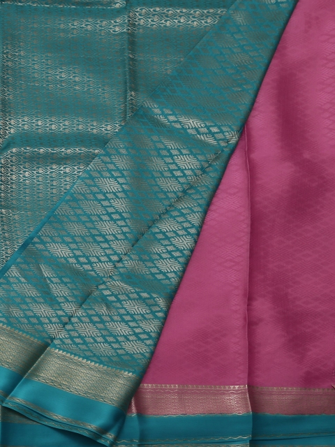 

Pothys Pink & Blue Poly Crepe Woven Design Saree