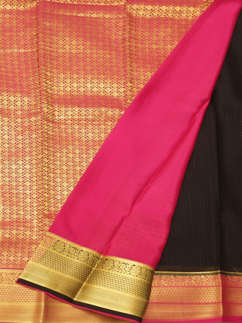 

Pothys Black & Pink Poly Crepe Woven Design Mysore Silk Saree