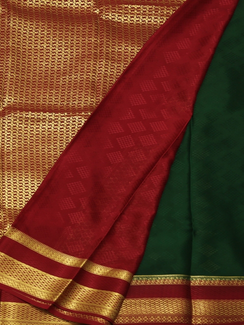 

Pothys Green & Maroon Poly Crepe Woven Design Saree