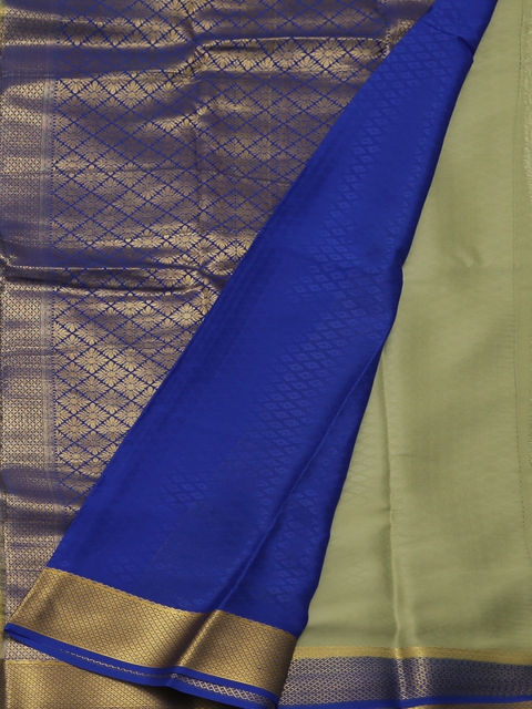 

Pothys Green & Blue Poly Crepe Checked Saree