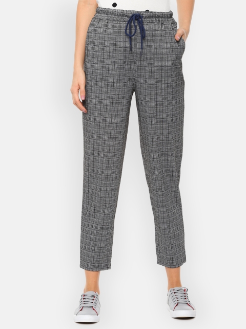 

Van Heusen Woman Grey Tapered Fit Checked Regular Trousers
