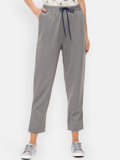 

Van Heusen Woman Women Grey Tapered Fit Solid Peg Trousers