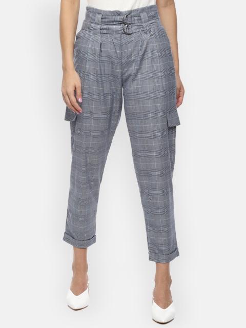 

Van Heusen Woman Grey Regular Fit Checked Peg Trousers