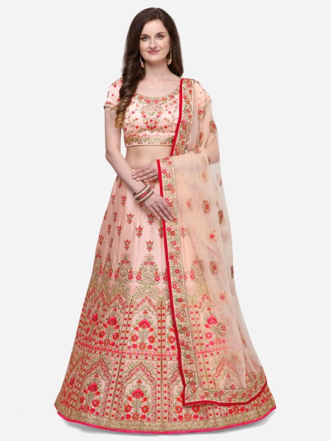 

NAKKASHI Peach-Coloured Unstitched Lehenga & Blouse with Dupatta