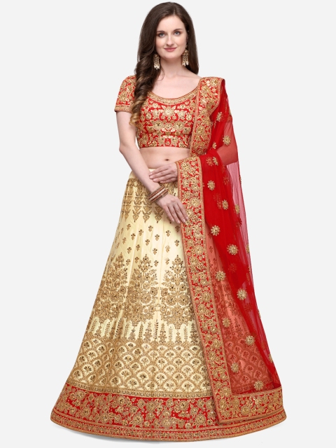 

NAKKASHI Beige Unstitched Lehenga & Blouse with Dupatta