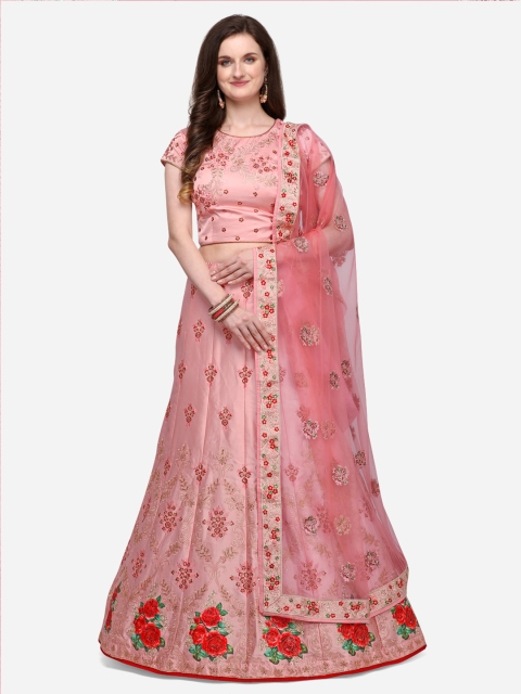 

NAKKASHI Women Pink Semi-Stitched Lehenga & Unstitched Blouse with Dupatta