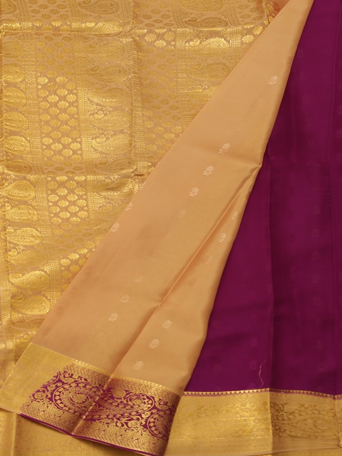 

Pothys Violet & Black Poly Crepe Colourblocked Saree