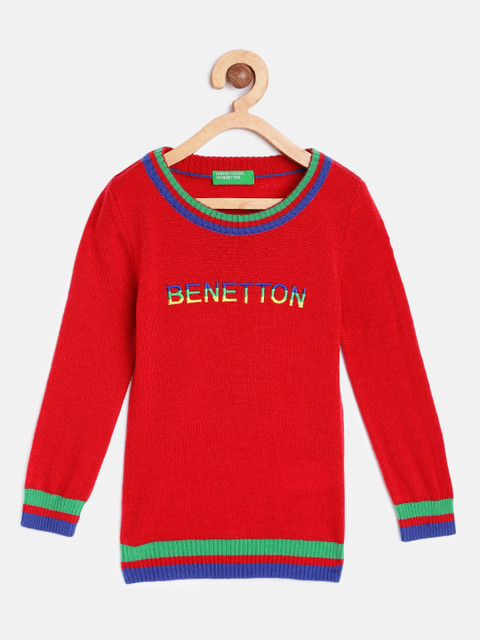 

United Colors of Benetton Boys Red Embroidered Pullover