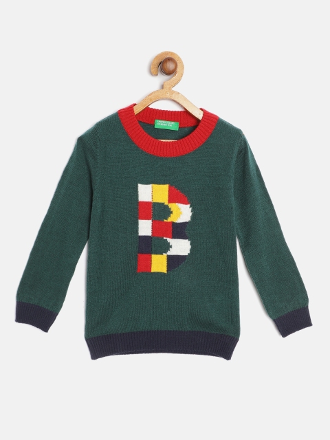 

United Colors of Benetton Boys Green Patterned Pullover