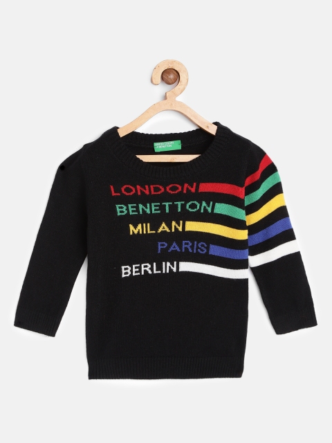 

United Colors of Benetton Boys Black Embroidered Pullover