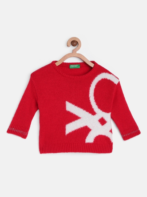 

United Colors of Benetton Girls Red Embroidered Pullover