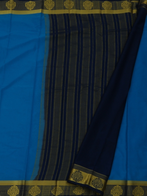 

Pothys Blue & Black Poly Georgette Colourblocked Saree