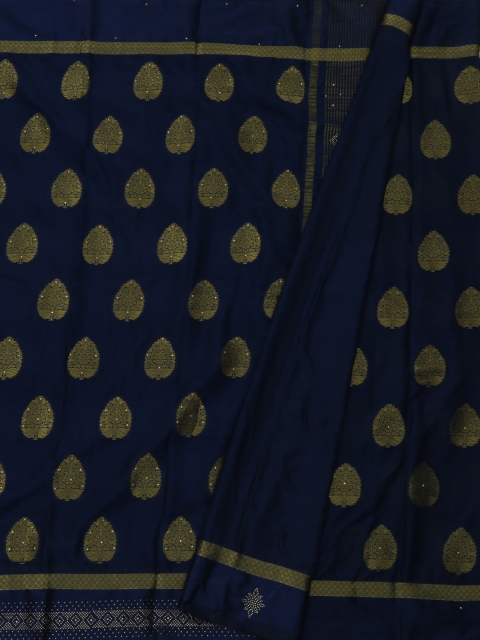 

Pothys Navy Blue Woven Design Poly Georgette Saree