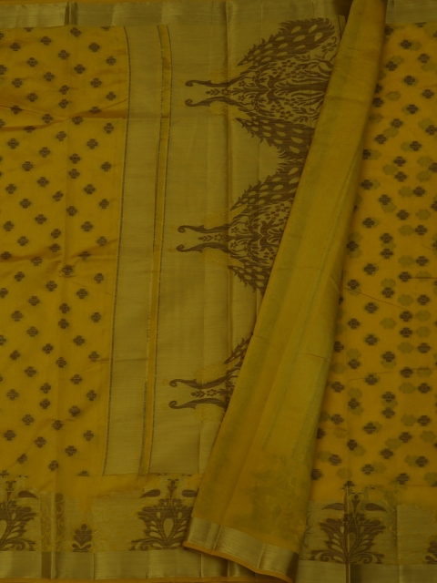 

Pothys Yellow Woven Design Jute Silk Saree