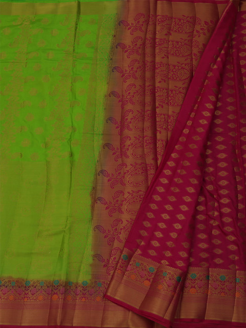 

Pothys Green & Red Jute Silk Woven Design Saree