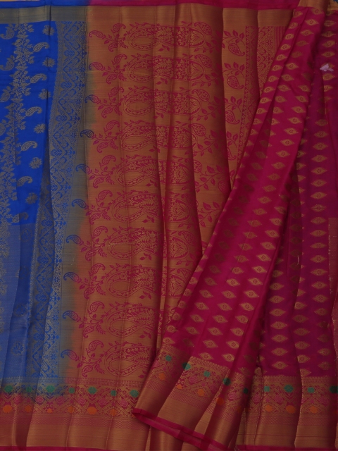 

Pothys Blue & Red Jute Silk Woven Design Saree