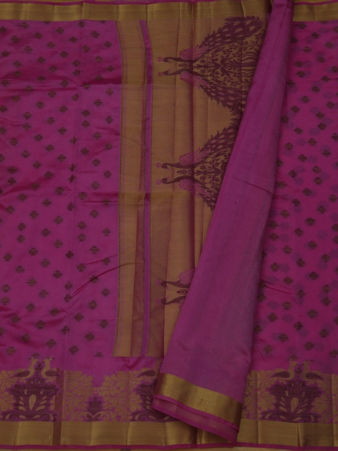 

Pothys Violet & Black Jute Silk Woven Design Saree
