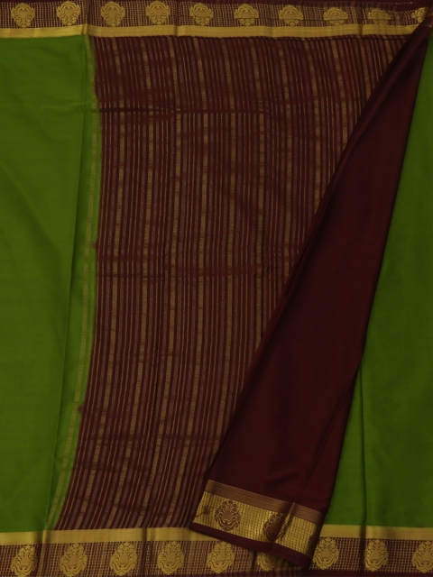 

Pothys Olive Green & Brown Poly Georgette Solid Saree