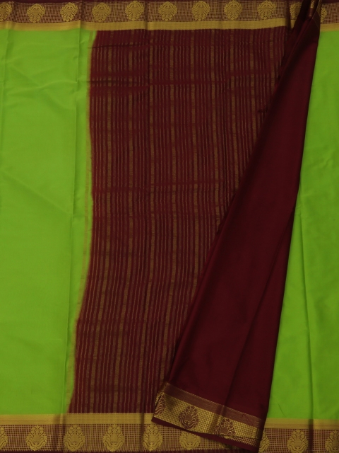 

Pothys Green Striped Poly Georgette Saree