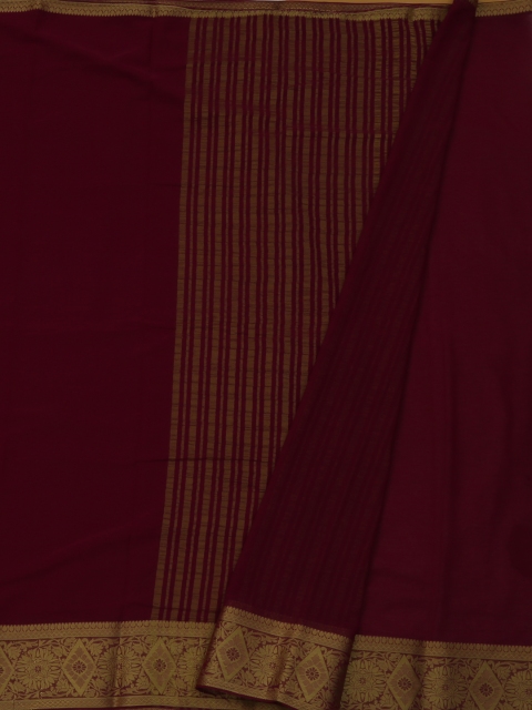 

Pothys Maroon & Gold-Toned Poly Georgette Solid Saree