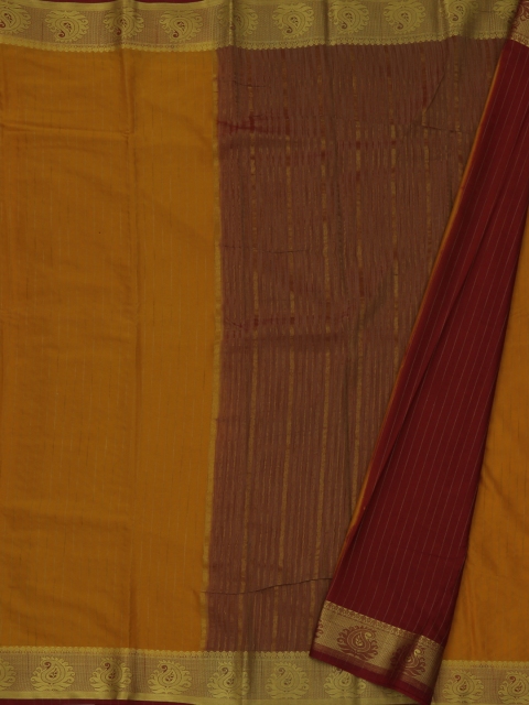 

Pothys Mustard Brown & Maroon Poly Georgette Solid Saree