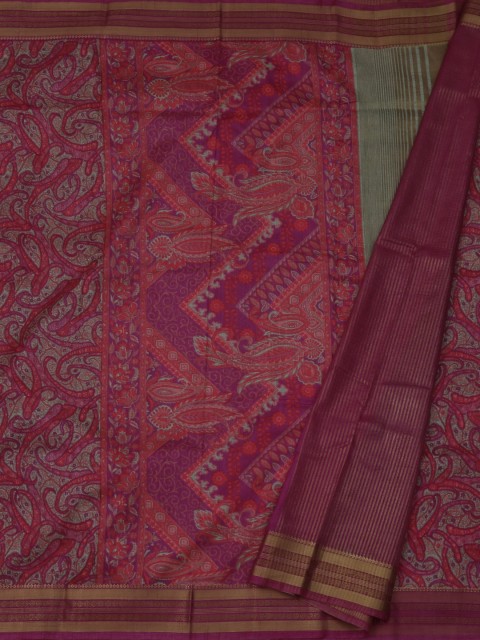 

Pothys Magenta Printed Jute Silk Saree