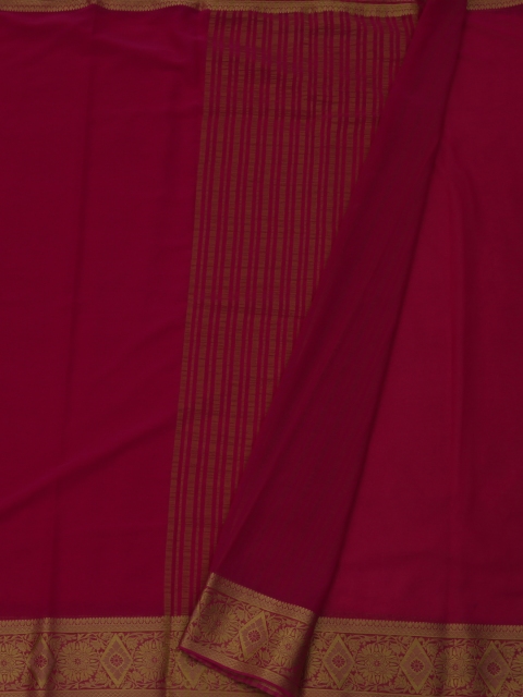 

Pothys Magenta Solid Poly Georgette Saree