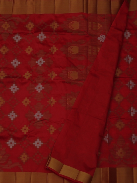 

Pothys Red Woven Design Jute Silk Saree