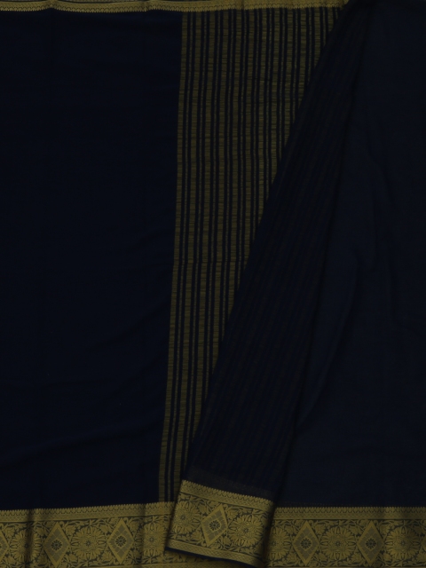 

Pothys Navy Blue Solid Poly Georgette Saree